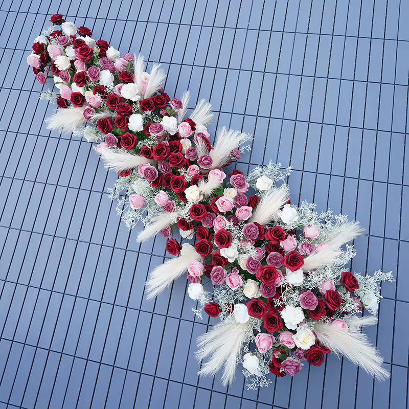 Angela fleur A8788 Rose rouge Pampas herbe