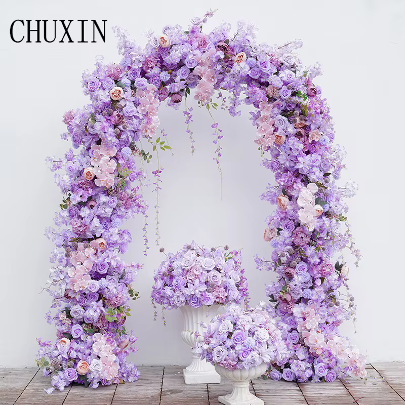 C8645 violet Rose cerisier fleur mariage arc décor Arrangement Floral signe