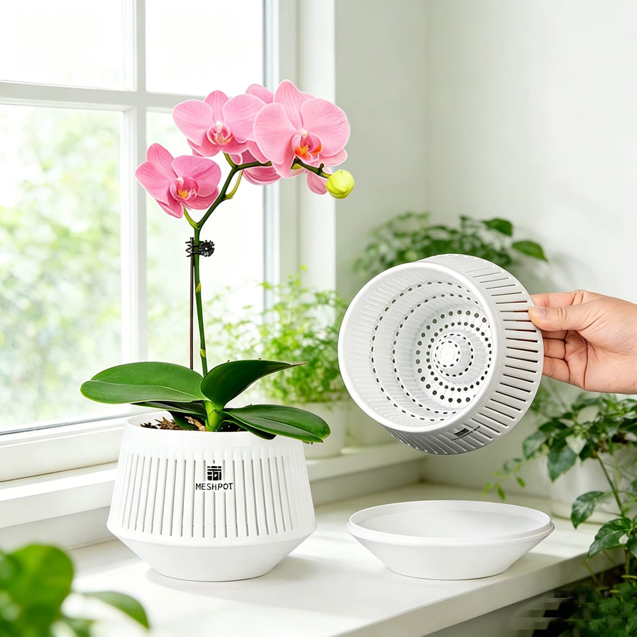 Pots d'orchidées en maille avec trous