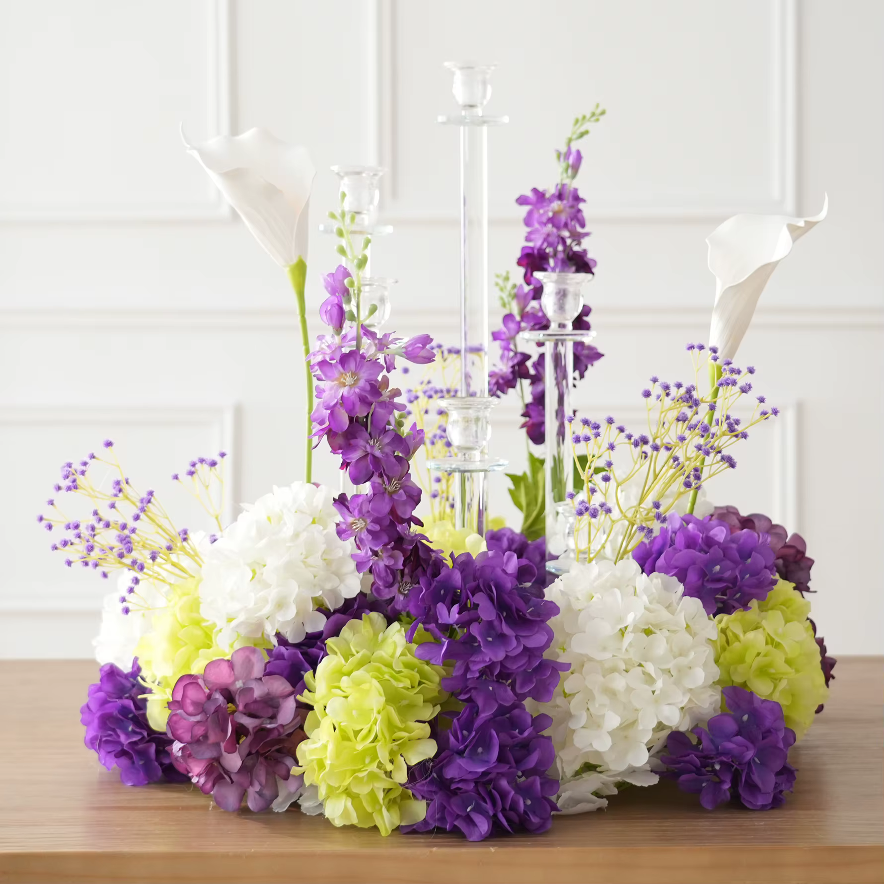 H7792 luxe 5D violet Rose orchidée Delphinium fleur rangée mariage toile de fond arc Arrangement Table pièce maîtresse bienvenue signe décor