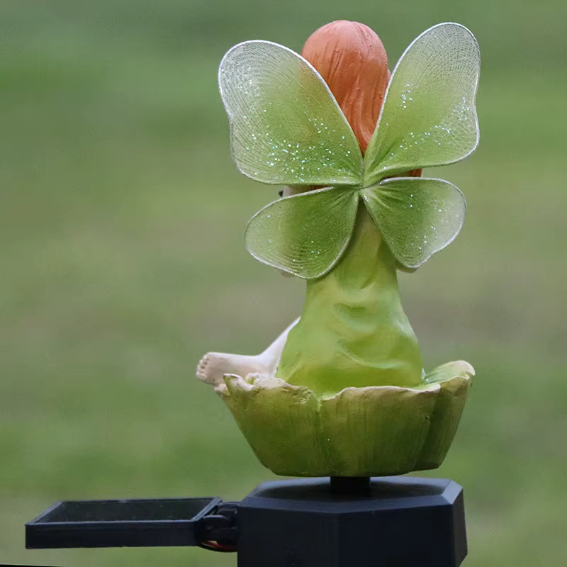 Led solaire alimenté fleur fée lumière résine elfe jardin lampe décorative extérieure étanche