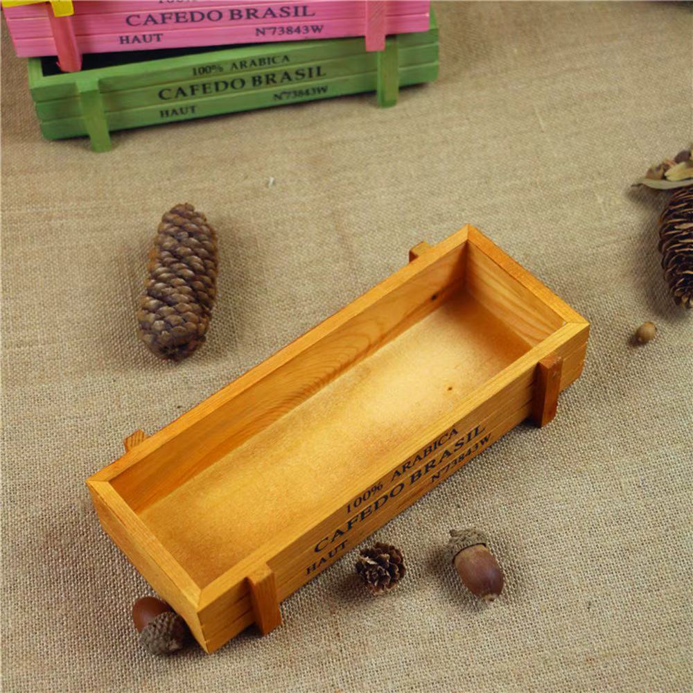 Vase rectangulaire en bois pour décoration de jardin