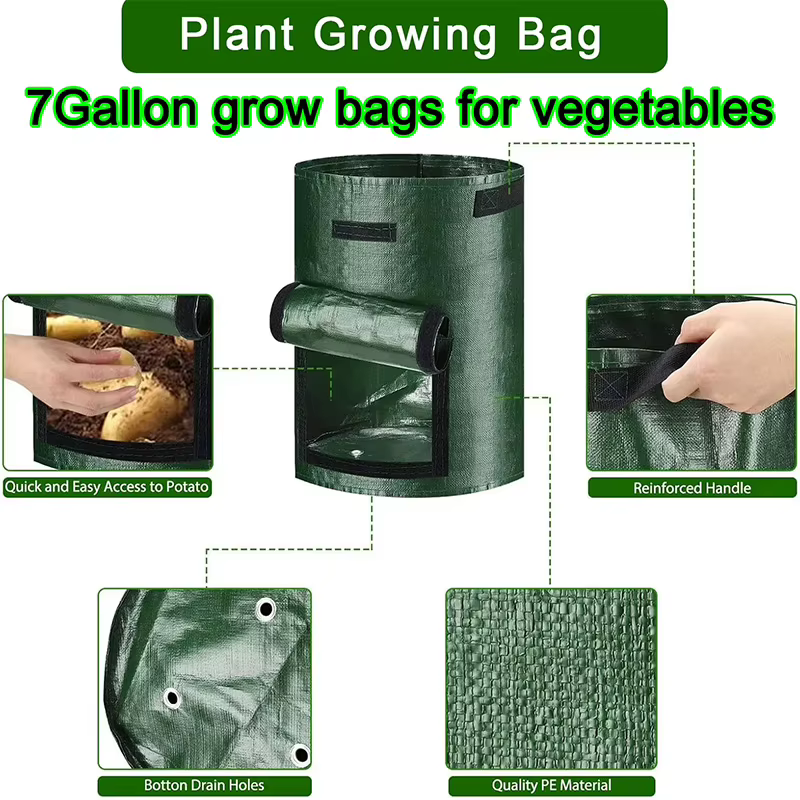 Sac de culture rond en PE vert foncé respirant pour plantes