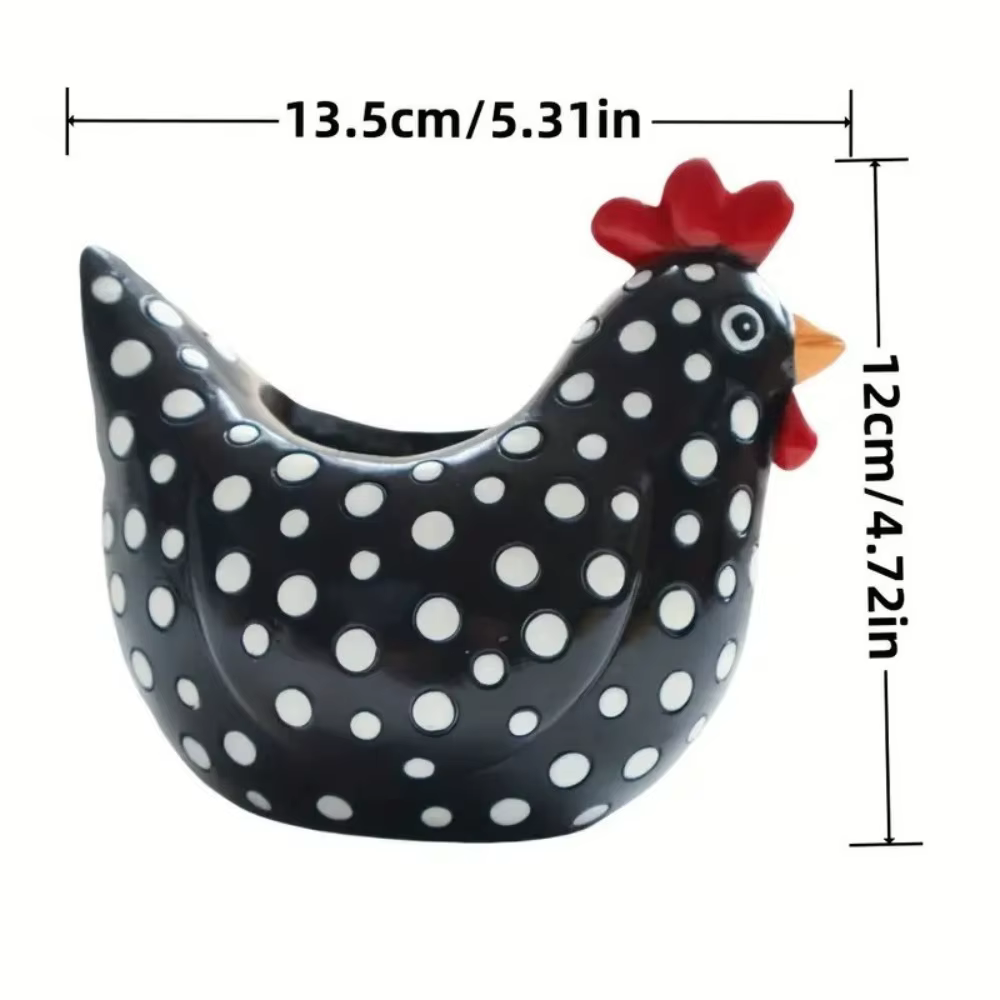 Pot de fleurs en résine en forme de poulet à pois