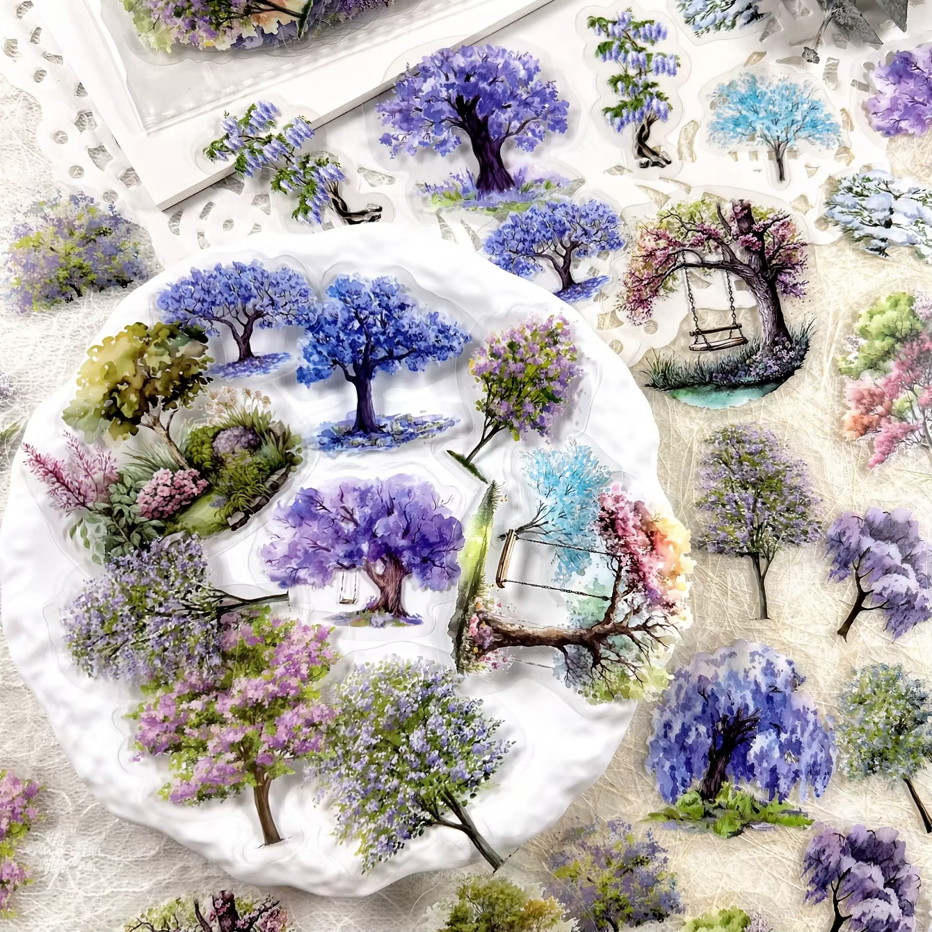 JIANQI 40 pièces/paquet de nombreux matériaux d'arbre autocollants quatre saisons décor bricolage compte à main journal