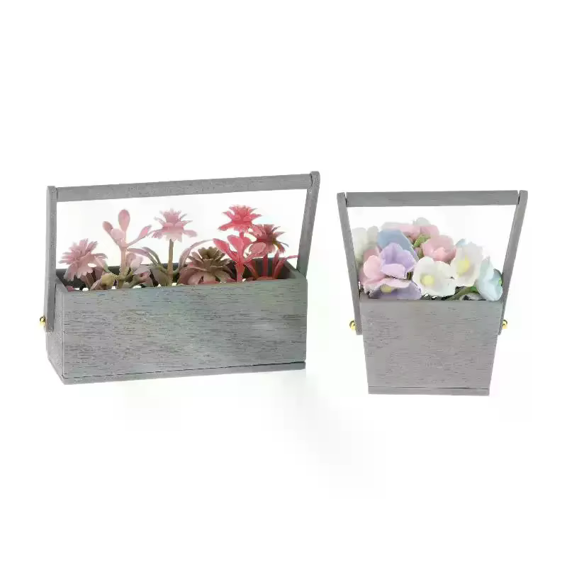 Panier de fleurs miniature exquis avec fleurs artificielles