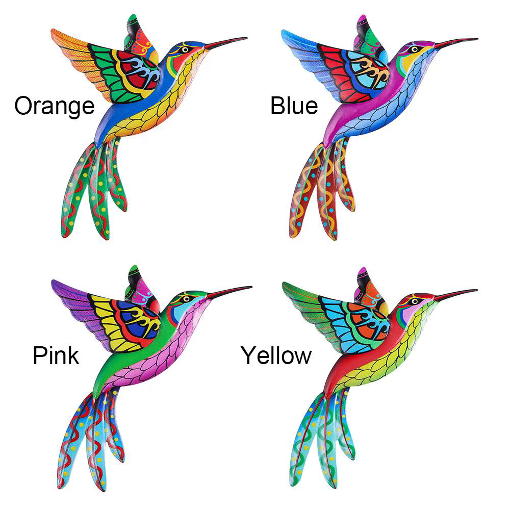 Oeuvre murale d'oiseau de colibri en métal