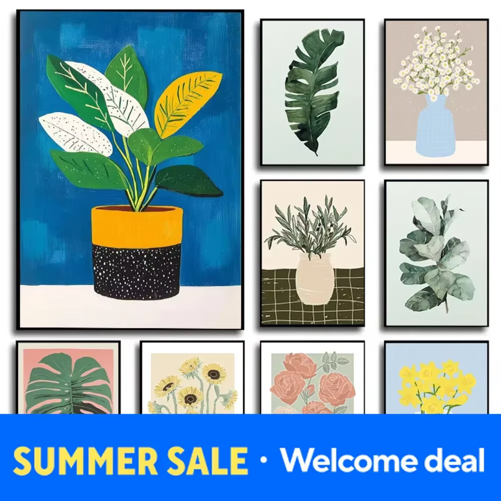 Affiche d'art de jardin avec vase à fleurs