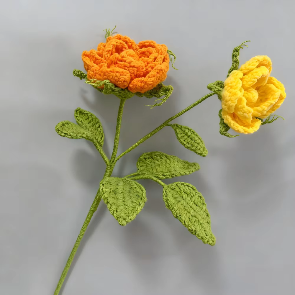 Simulation de camélia au crochet faite à la main