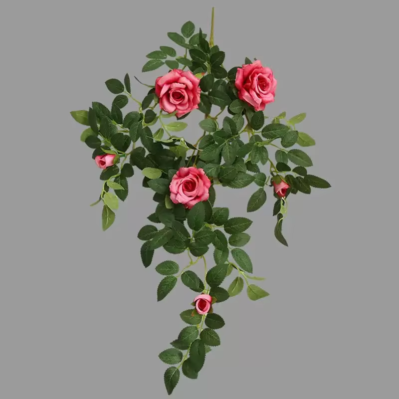 Plante verte artificielle de vigne de roses en rotin