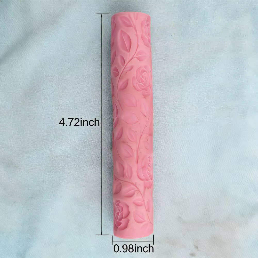 Rouleau de texture en relief motif floral Rose Sauvage pour poterie DIY