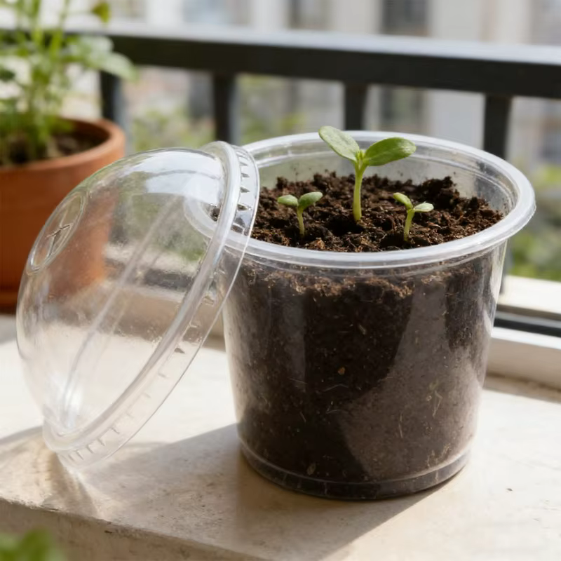 Pots de pépinière transparents avec couvercles