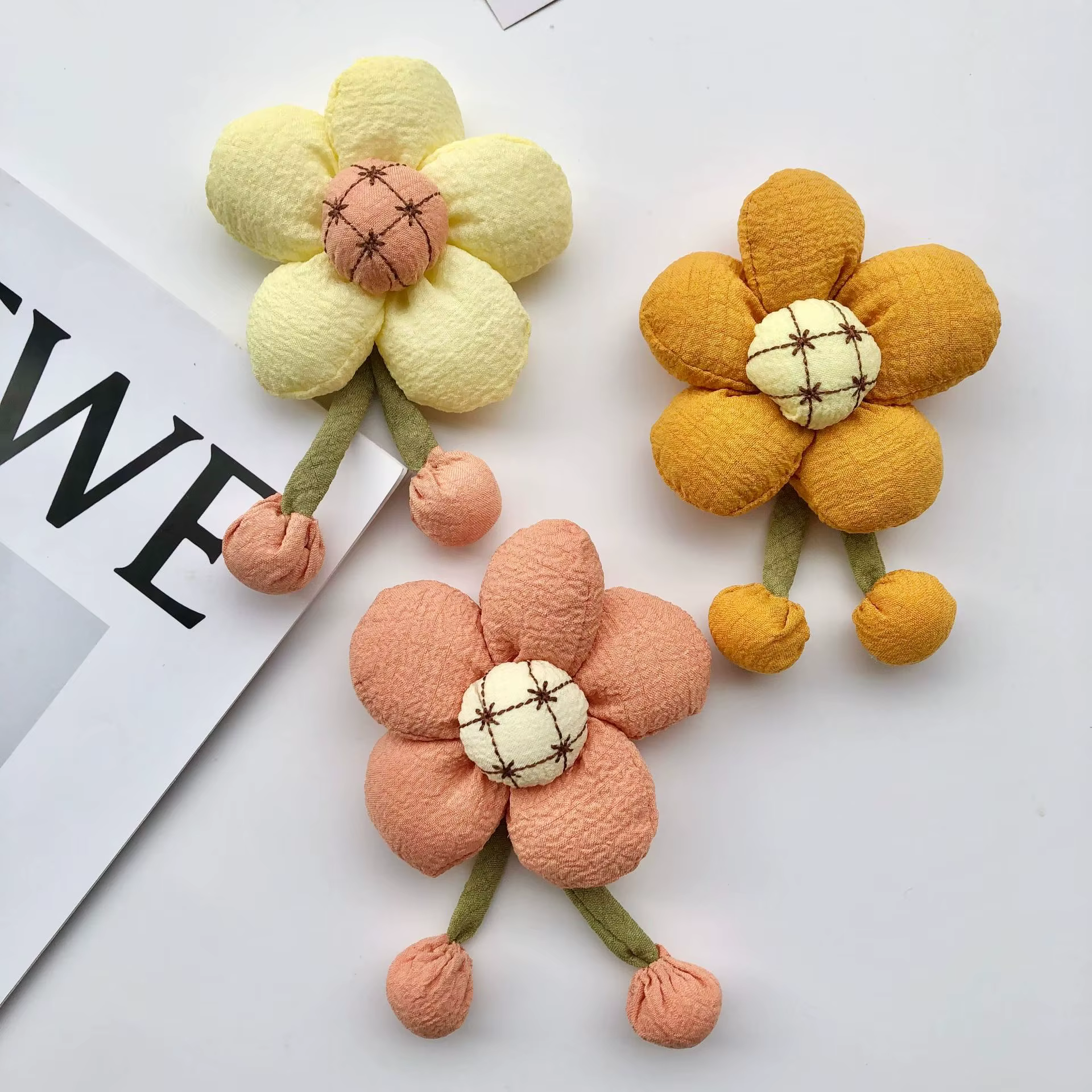 Nouveau pain fleur coréen tournesol coton fleurs broche sac vêtements accessoires