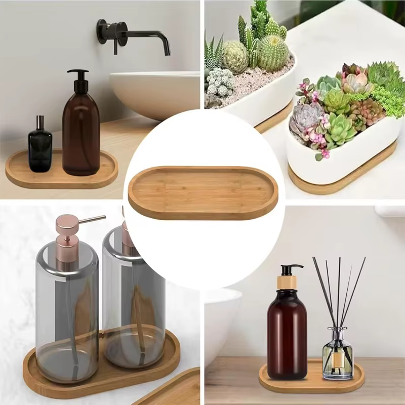 Plateau multi-usages en bambou pour pot de fleurs