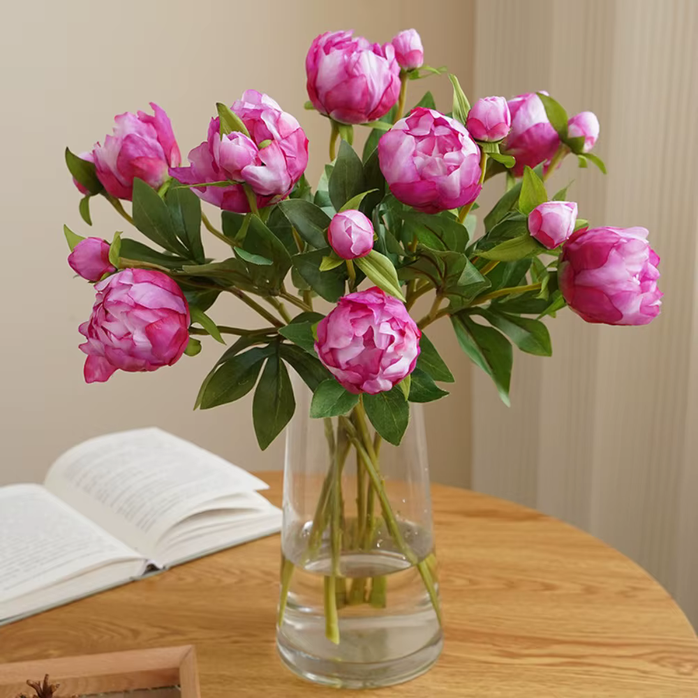 Fleurs de pivoine artificielles réalistes à 2 têtes