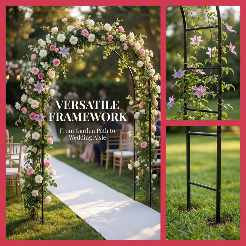 Support renforcé pour plantes grimpantes d'extérieur (roses et glycines) – 1 ou 2 supports individuels pour décoration