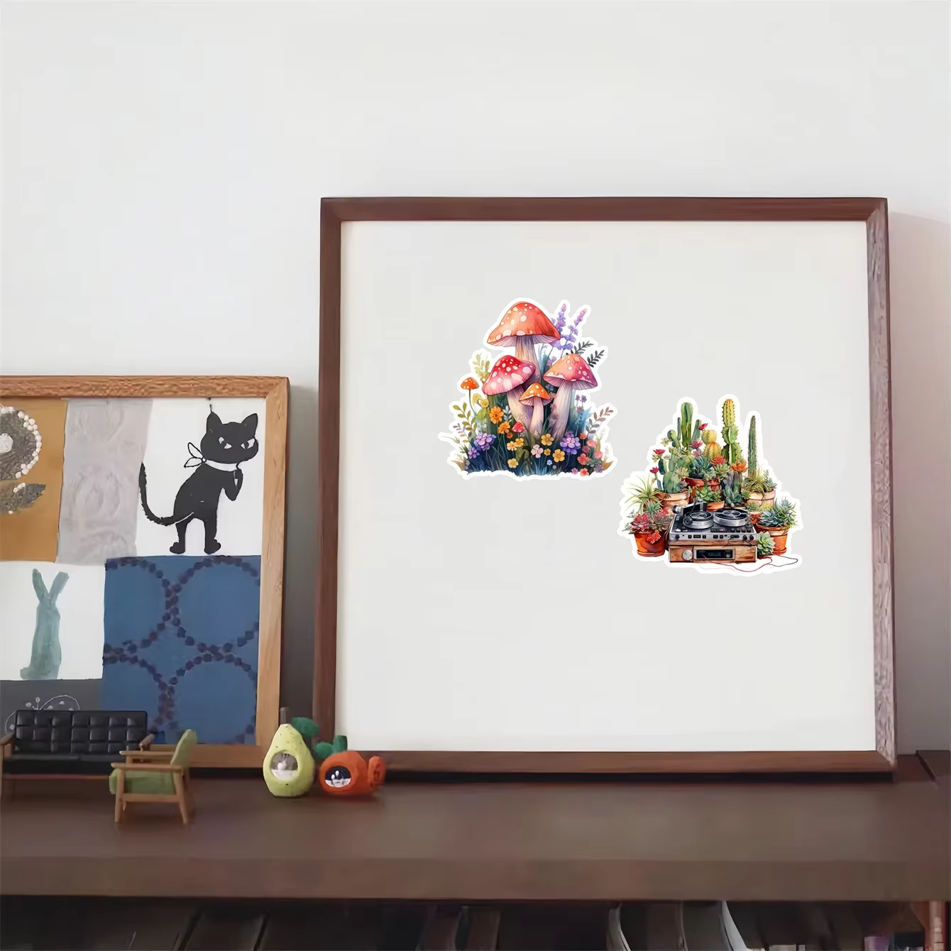 1 paquet d'autocollants mignons de cactus du désert dessinés à la main en aquarelle pour carnet