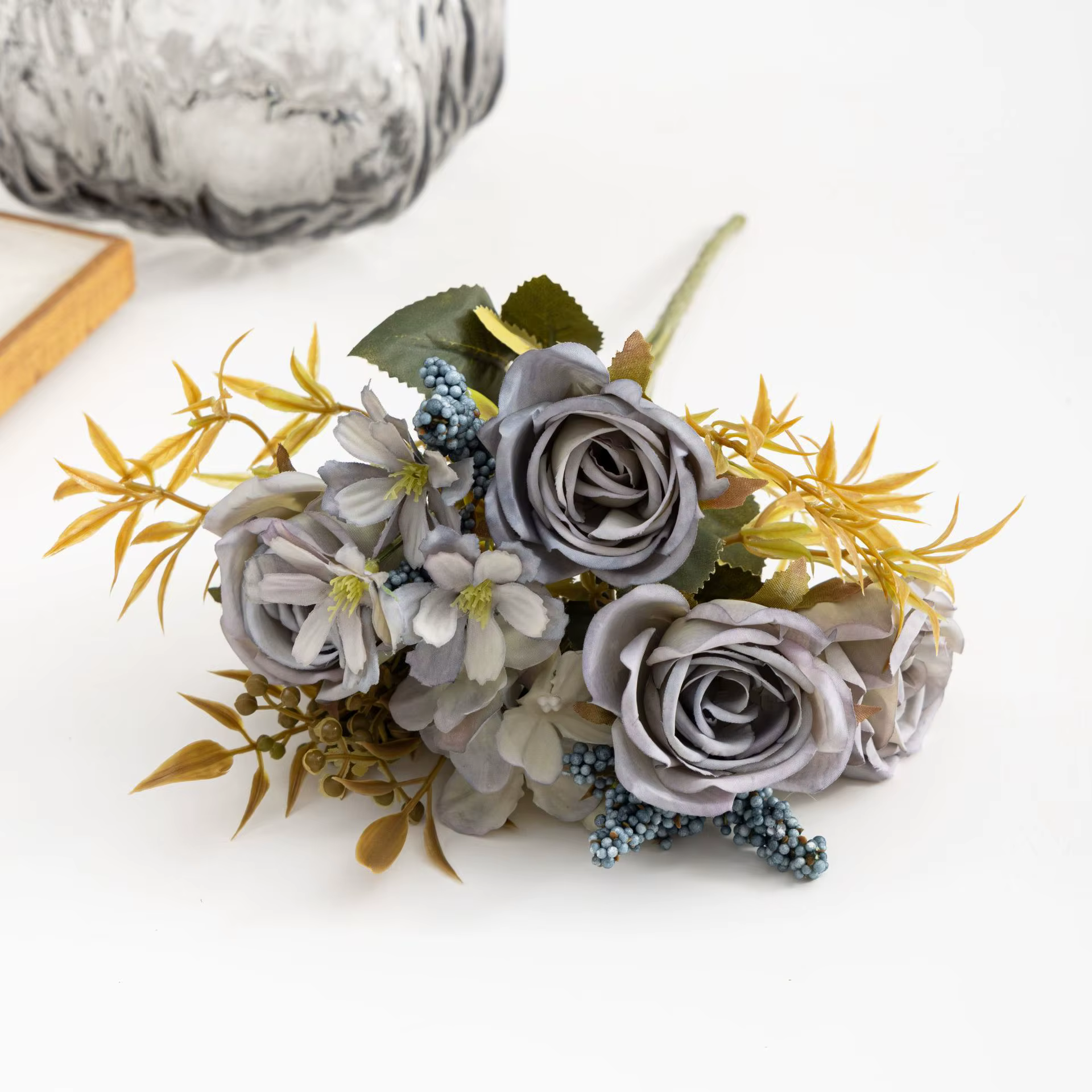 Roses automne fleurs artificielles soie pivoine hortensia grand Bouquet de mariée mariage maison fête bricolage décoration fausses fleurs