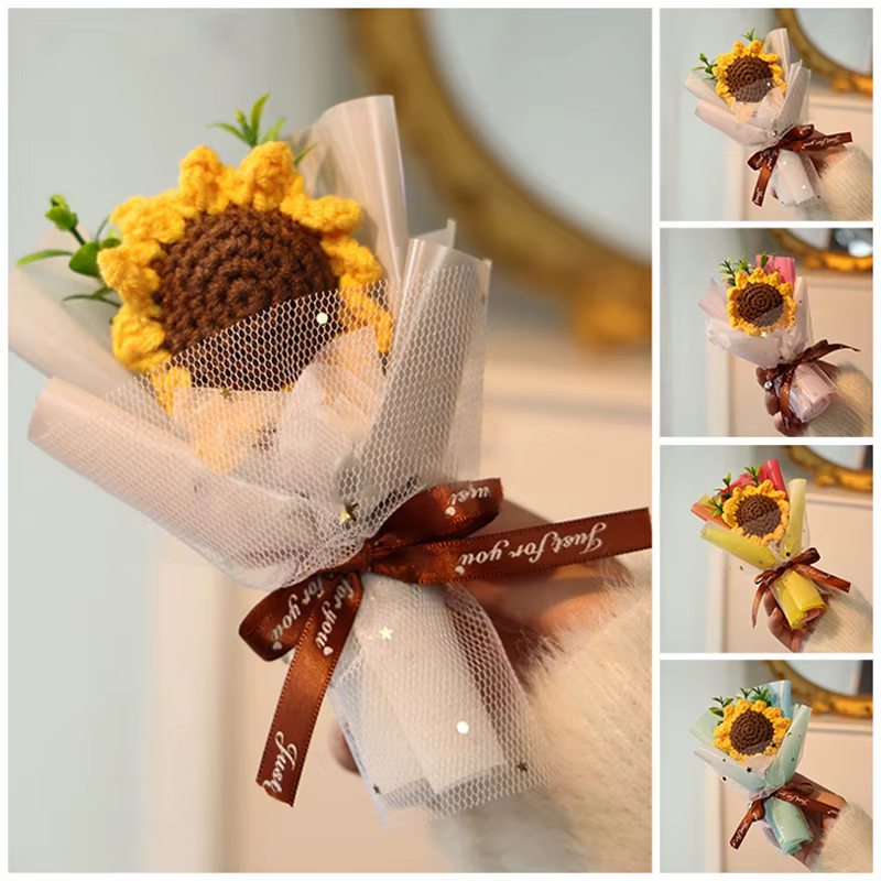 Mini Bouquet de tournesol au Crochet