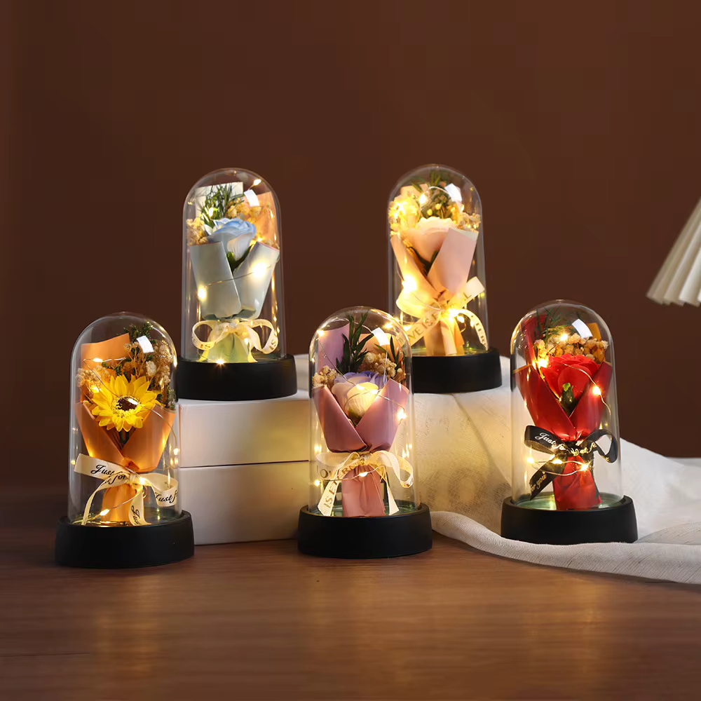 Lumière LED Tournesol avec Couvercle en Acrylique Élégant