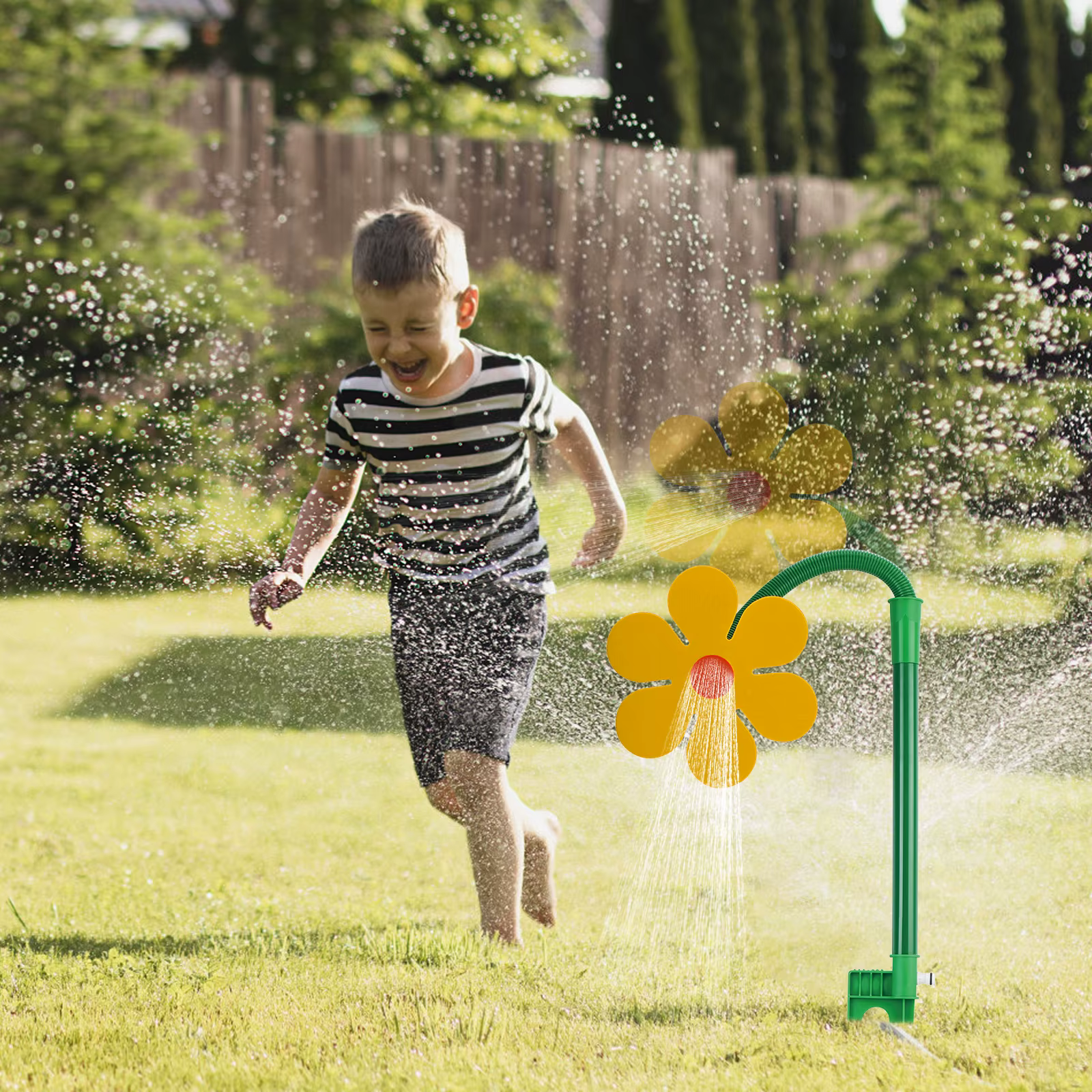 Arroseurs d'eau amusants en forme de fleurs dansantes : tournesol et marguerite