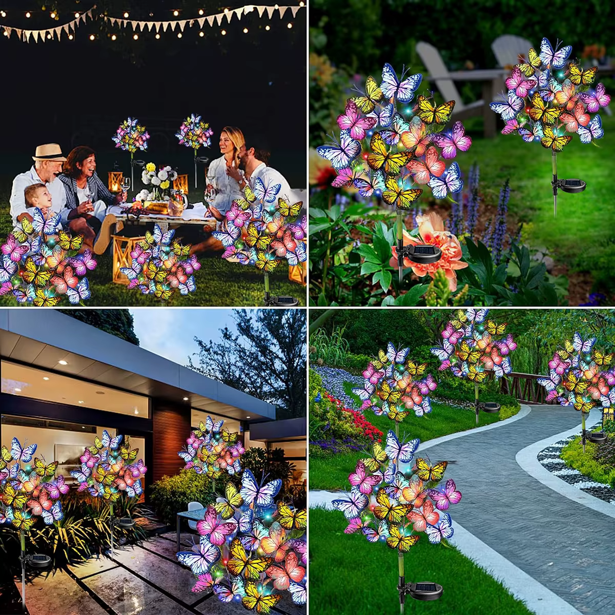 Lampe solaire au sol en forme de fleur de papillon