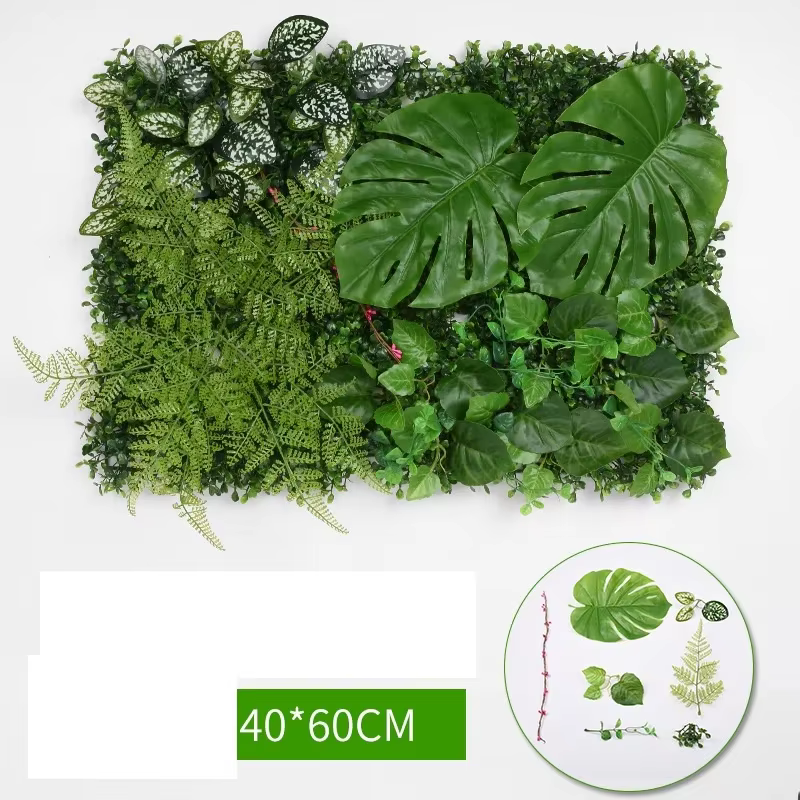 40*60 cm bricolage plante mur artificiel en plastique trèfle rouge feuilles magasin vitrine décorative Simulation murale plantes vertes murs