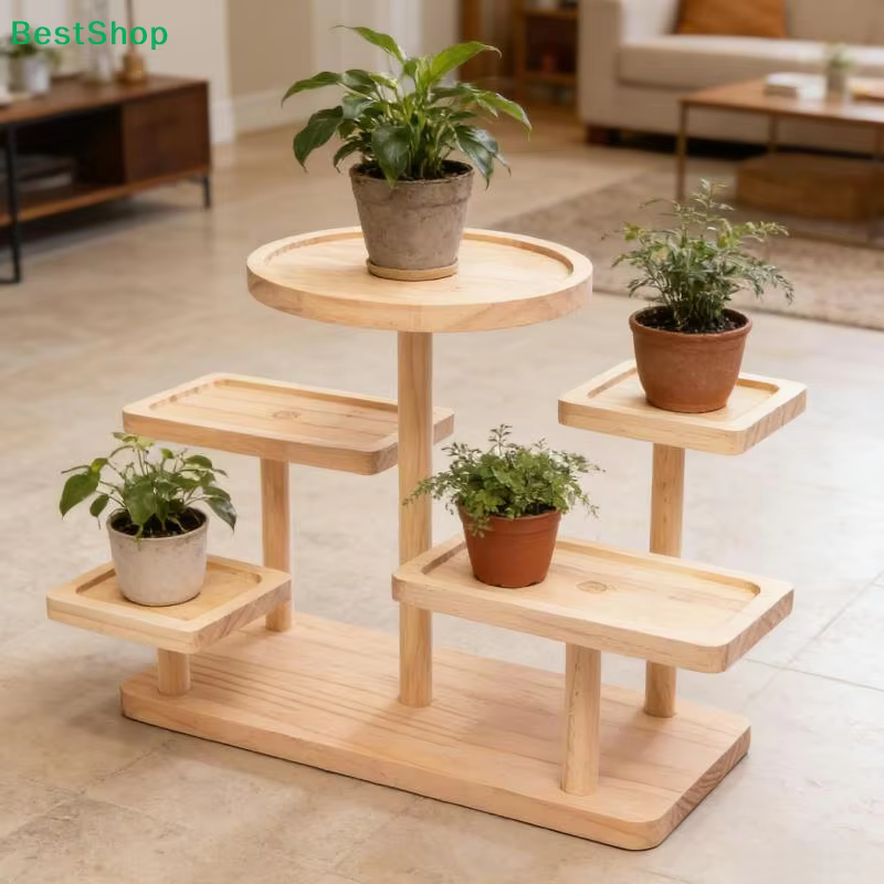 ☭ Support à plantes en bois à 5 niveaux