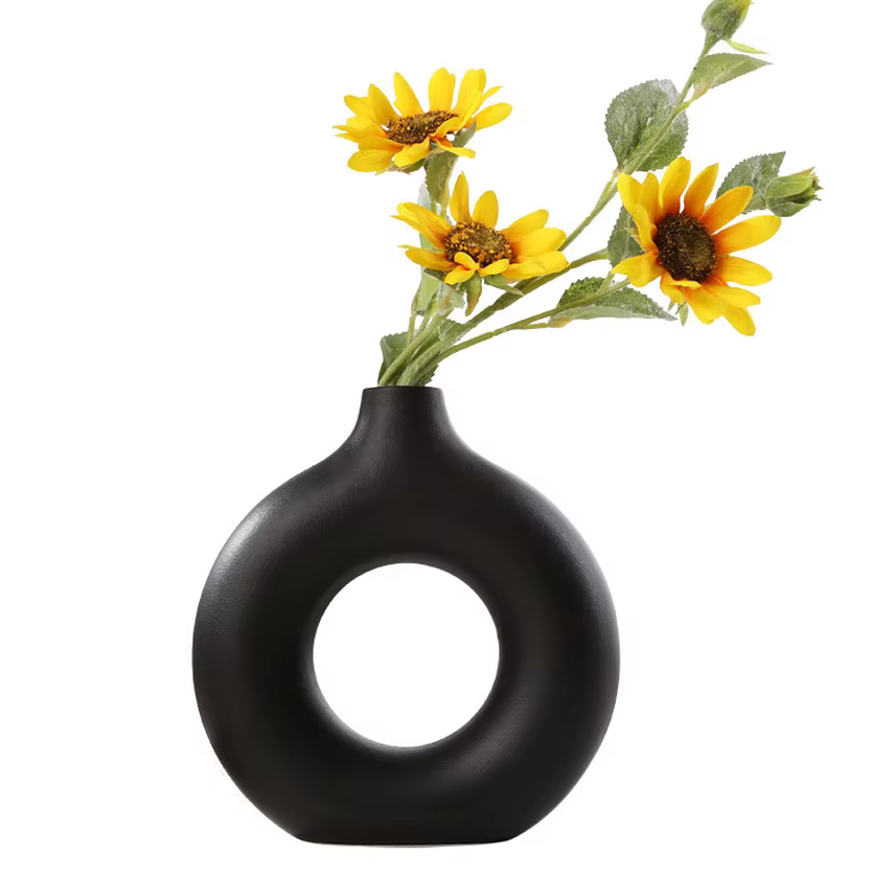 Vase nordique circulaire creux en céramique