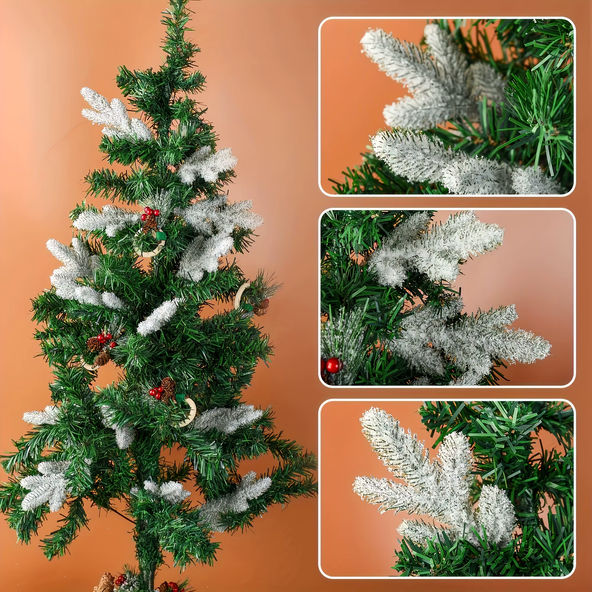 Lot de 15 à 30 Branches de pin artificielles recouvertes de givre de neige - Plantes vertes simulées de vacances de Noël de 10 pouces pour la maison de bricolage