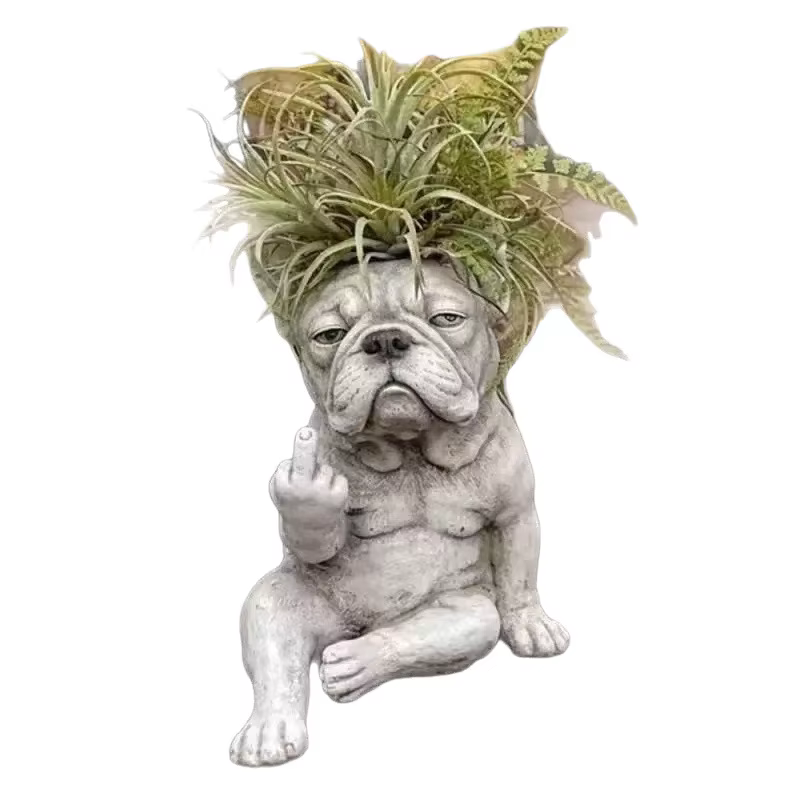 Pot de fleurs amusant en forme de chien