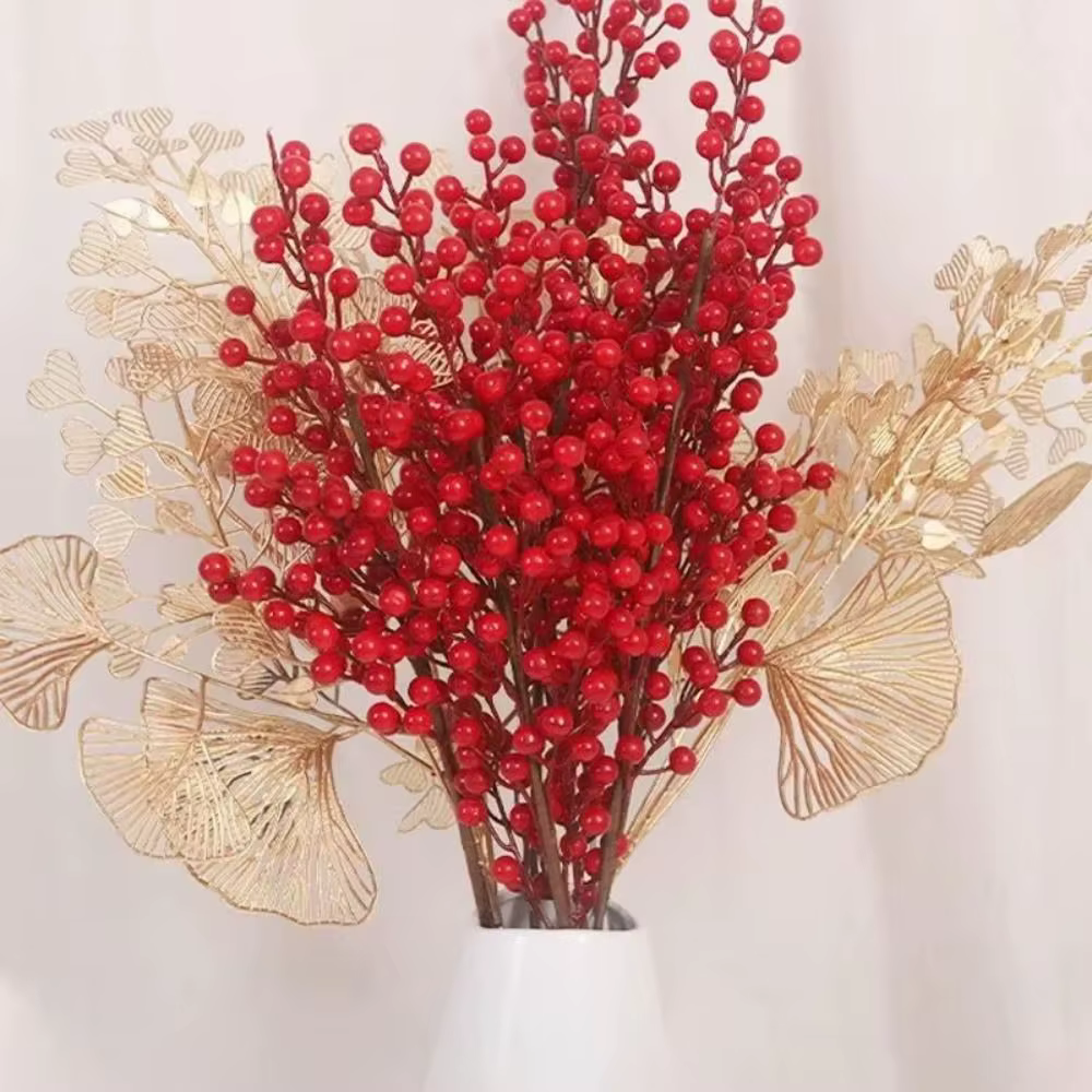 Artisanat bricolage Branche de baies rouges réaliste neige givrée