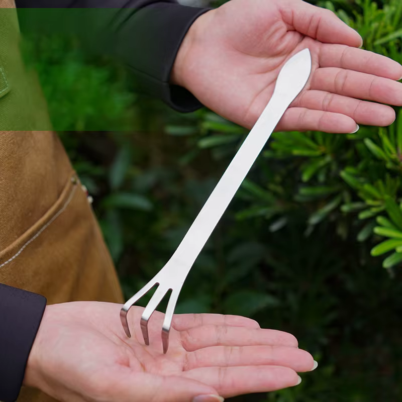 Nouveau râteau à racines en acier inoxydable bonsaï plantes en pot outil desserrer le sol à 3 broches
