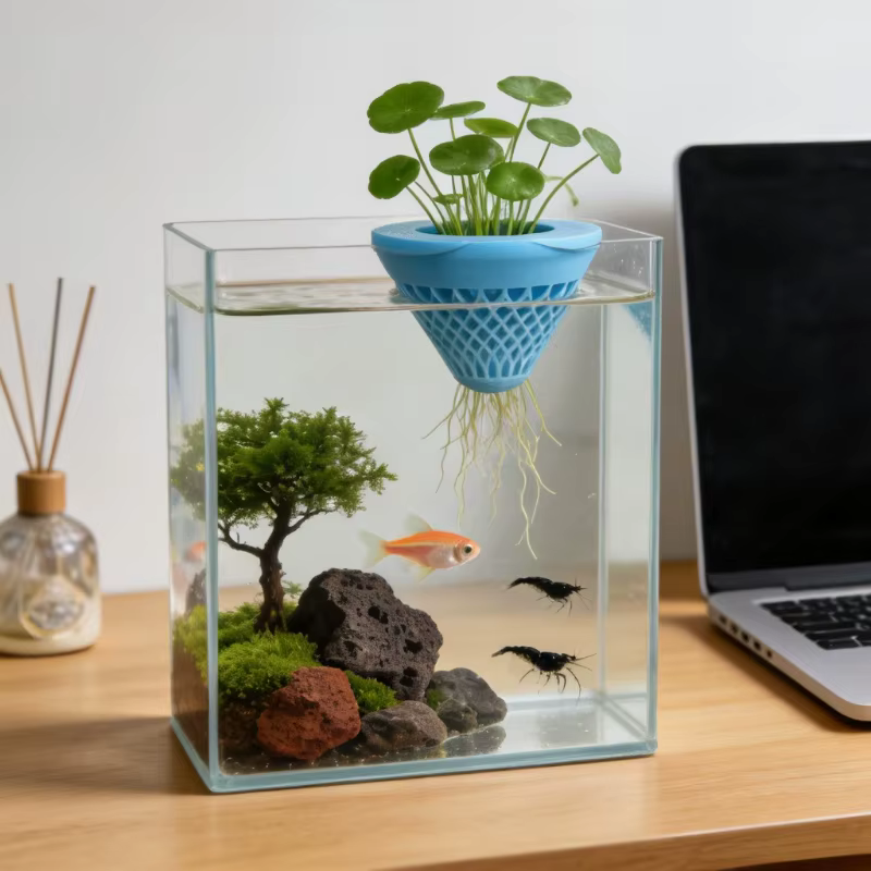 Pot de fleurs flottant hydroponique, décoration de paysage d'aquarium, mini-plante aquatique, planteur, accessoires aquatiques pour aquarium