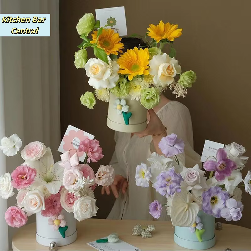 【Boîte-cadeau ronde pour fleurs