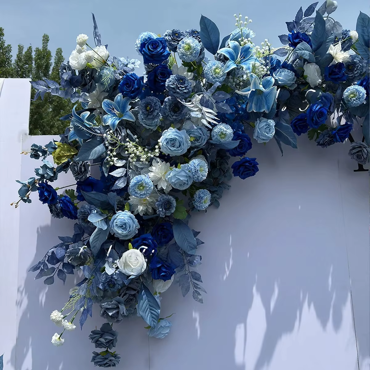 Haze bleu fleur extérieure fleurs artificielles décoration de mariage accrocher