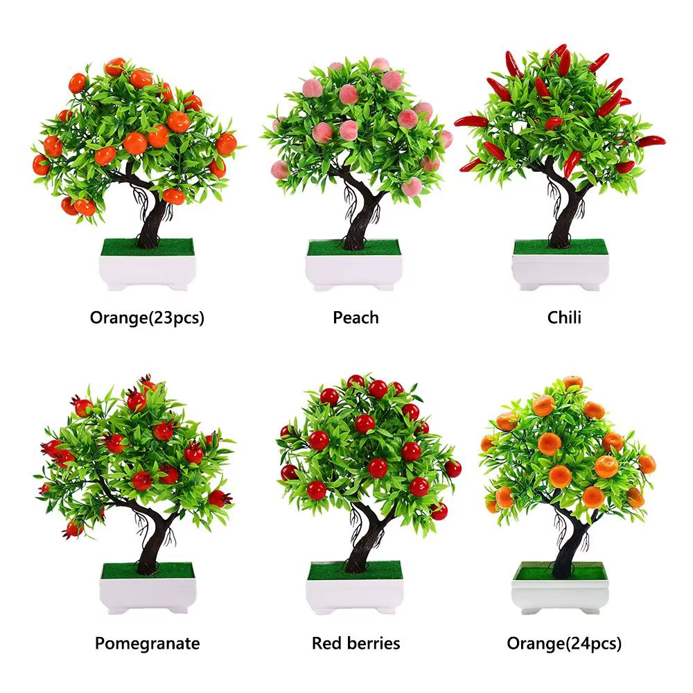 Fruits artificiels multicolores en pot : Grenade
