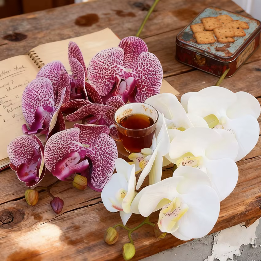 Fleurs artificielles 1 Bundle Papillon Orchidée Accueil Chambre Table Arrangement Décor Mariage Belle Bouquets Fleur Cadeaux De Noël