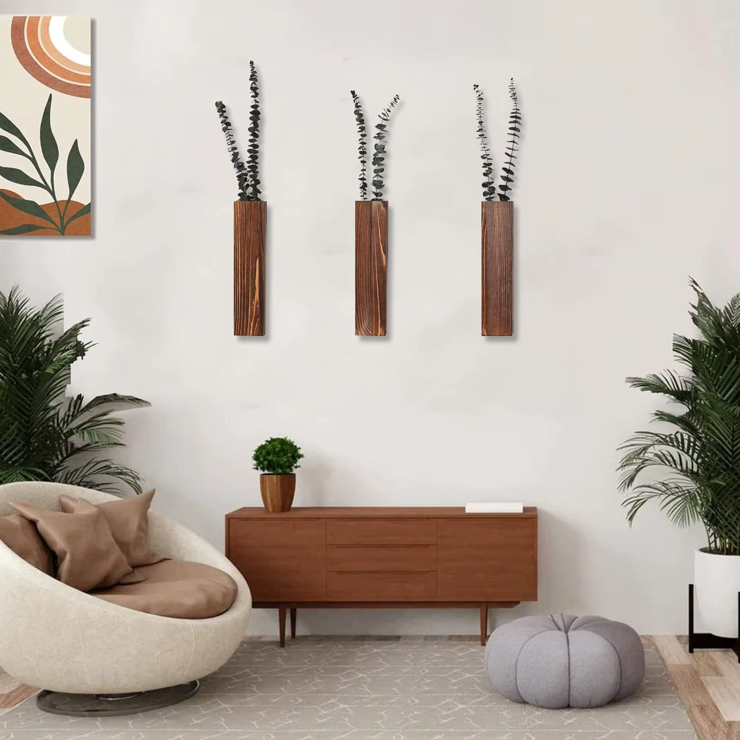 Jardinière murale en bois