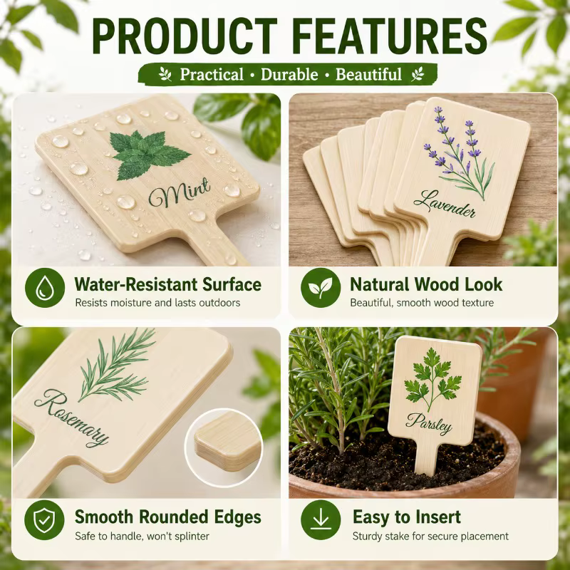 Étiquettes de plantes en bois