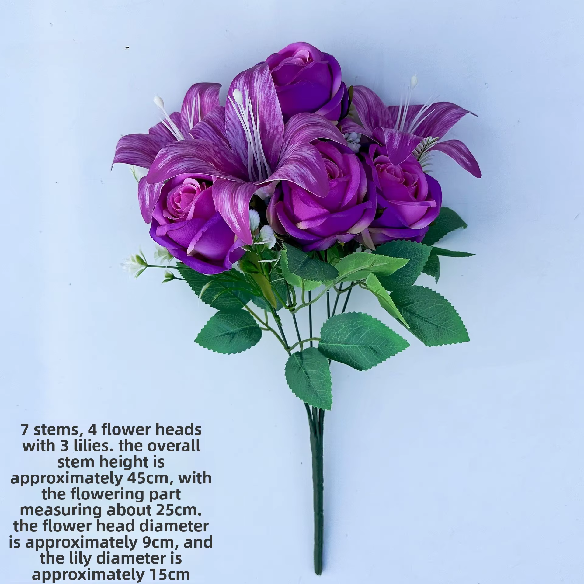 Bouquet de Couleurs Printanières : 9 Tiges de Roses et Lys Mixtes
