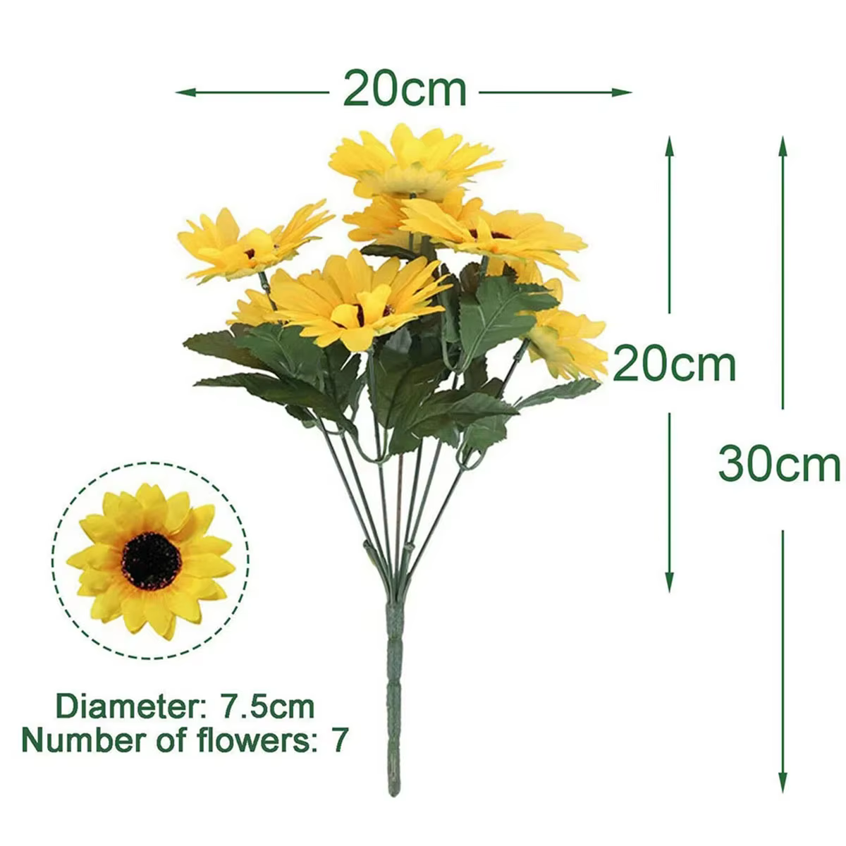Bouquet de tournesols artificiels à 7 têtes