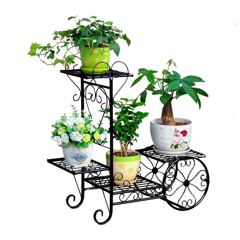 Support à fleurs en fer multi-niveaux pour salon