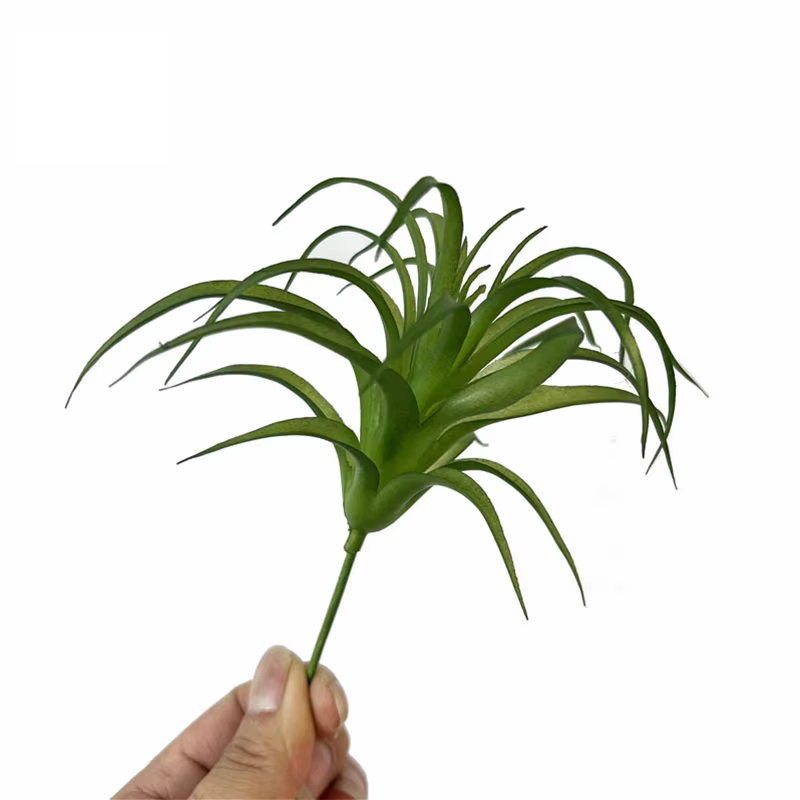 Faux Bromeliads floqués verts artificiels