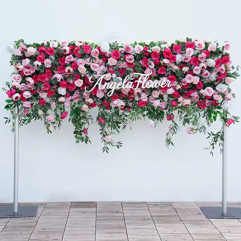 Mur de plantes de gazon de Milan vert feuille de saule Rose de luxe