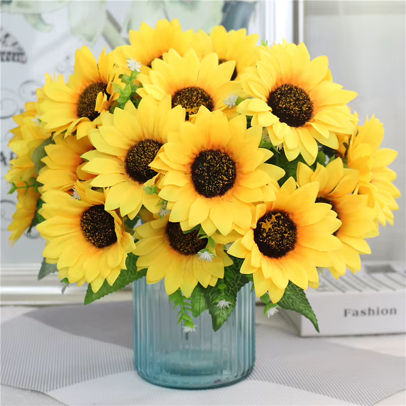 Bouquet de tournesol en soie pour décoration de la maison