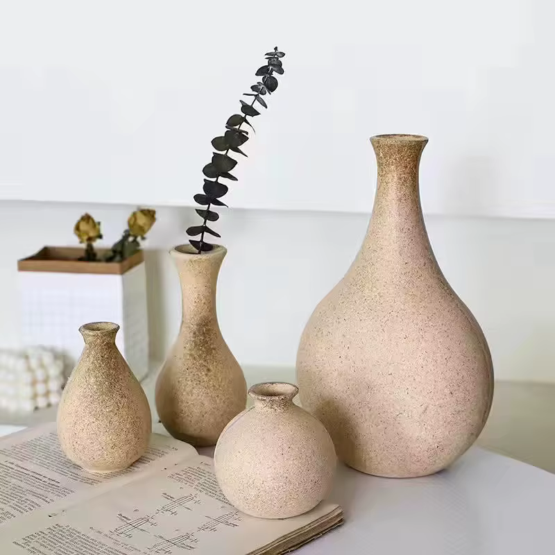 Vase à Fleurs en Bois Rétro Décoratif de Table
