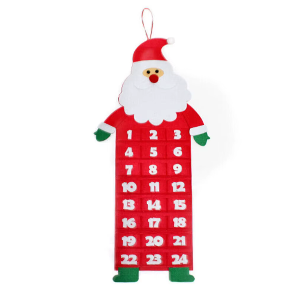 Calendrier de l'Avent de Noël réutilisable avec poches pour 24 jours, décoration murale de Noël