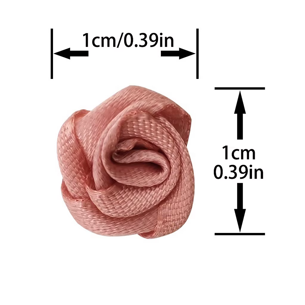 Mini fleurs artificielles en ruban de satin rose