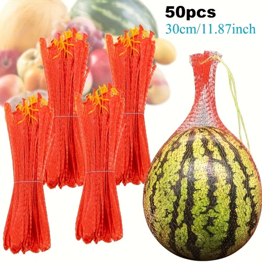 100 pièces de filet de jardinage en plastique robuste pour la culture verticale de melons et pastèques